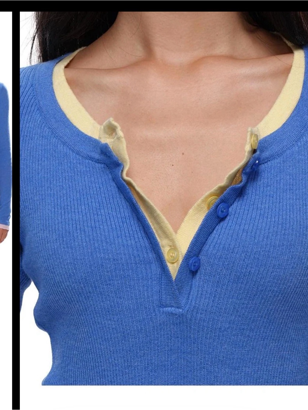 Colorblock Layered V-Neck Sweet Chilling Top With Contrast Trim - Women — image 3 of 8